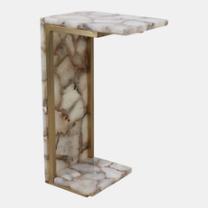22460-01#24x14" Agate C-table, White/gold