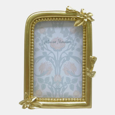 23686#4x6" Arch Photo Frame With Flowers, Gold