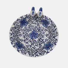 23698-01#10x9" Chinoiserie Bird Bath, Blue/white