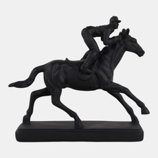 23708#9x8" Horse & Jockey Figure, Black