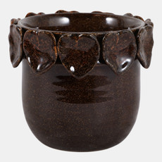 20245-05#6" Leaf Applique Planter Dark Brown