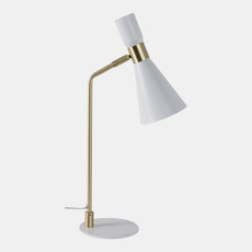 51396#21" Metal Table Lamp, White/gold