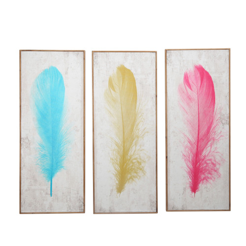 12136#S/3 Colored Feather Wall Decor, Wb