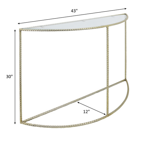 15243-02#Metal 30"h Rope Console Table, Gold