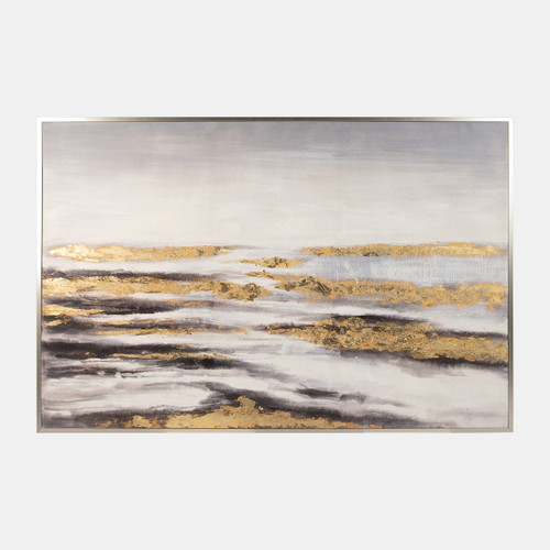 landinwaarts Tropisch huren 60x40 Horizon Hand Painted Canvas, Gray/gold | Sagebrook Home