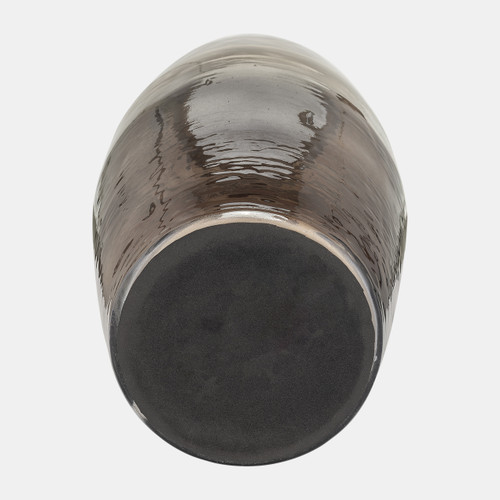 17171-02#24"h Glass Vase W/ Metal Ring, Bronze