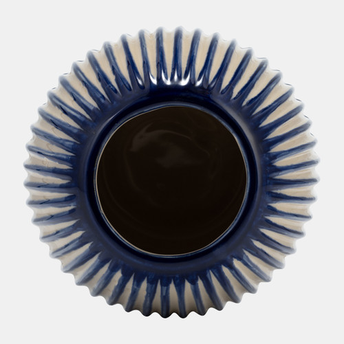 17331-02#Cer, 12" Round Mallet Vase, Blue