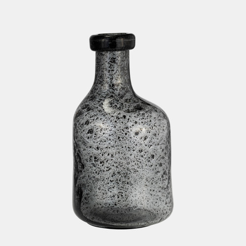 17983-01#Glass, 11h" Irregular Shape Vase, Smoke