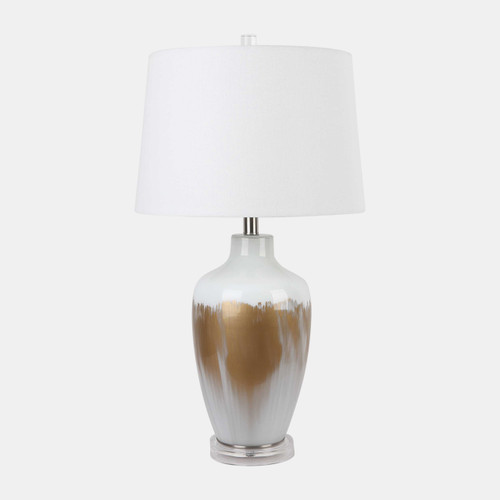 51219#Glass 27" Reactive Table Lamp, White/gold