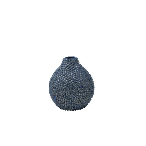 12068-09#Ec, Blue Spiked Ceramic Vase 8"