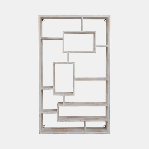 12097-01#Wooden Multi-tier Wall Shelf, Whitewash