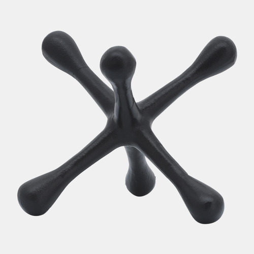 12860-04#Black Metal Jacks Sculpture, 8"