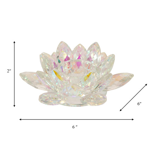 13211-14#Rainbow Crystal Lotus Votive Holder 6"