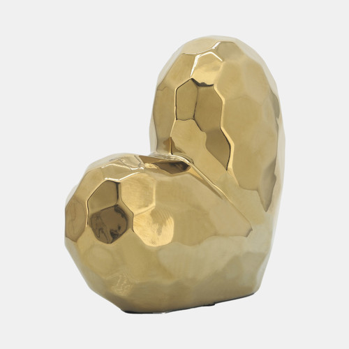 13216-02#Gold Ceramic Heart 8"