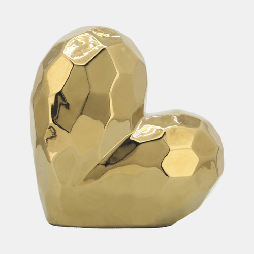 13216-02#Gold Ceramic Heart 8"