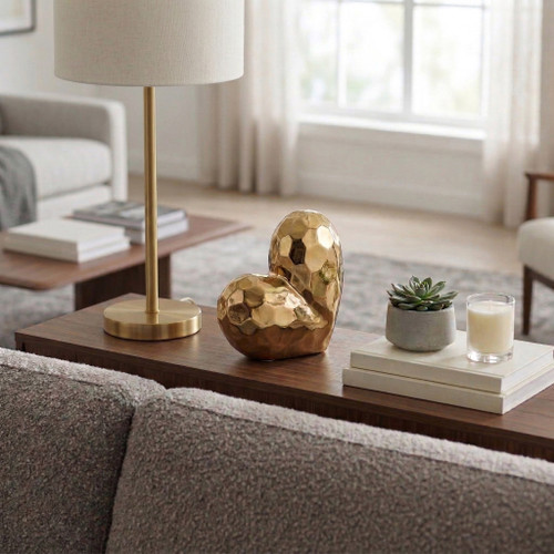 13216-02#Gold Ceramic Heart 8"