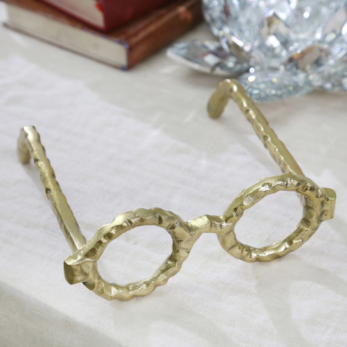 13532-03#Aluminum Glasses Sculpture, Gold