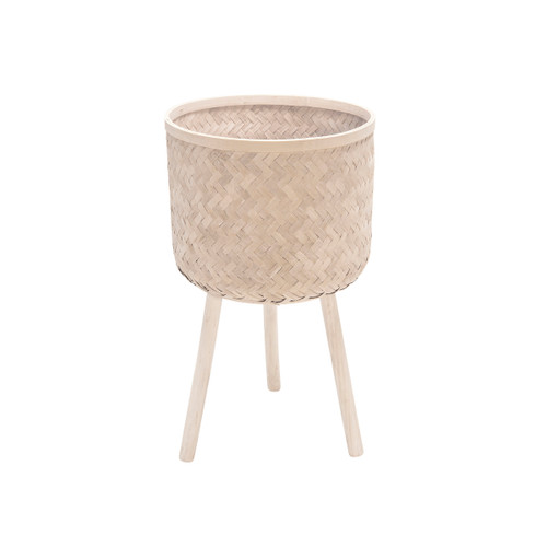 13574-06#S/3 Bamboo Planters White Wash