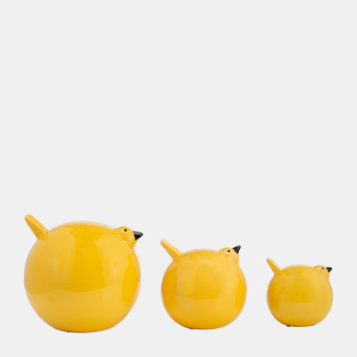 14009-02#S/3 Ceramic Birds 8", Yellow