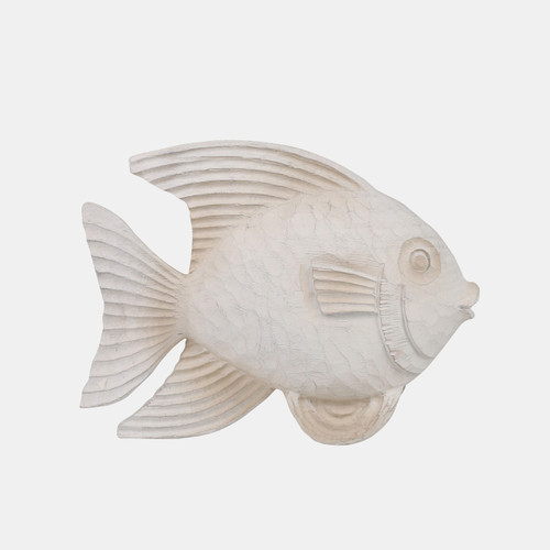 14332-02#Resin 10" Fish Figurine, Whitewash
