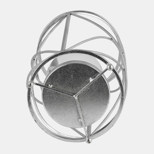 14396-03#Metal 13" Hurricane Candle Holder, Silver