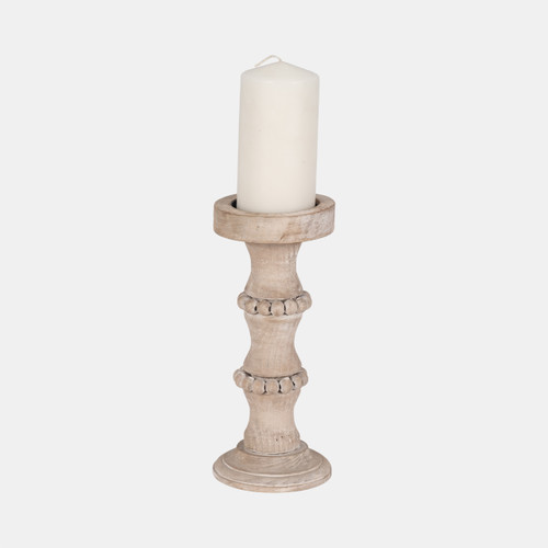 14498-03#Wooden 11" Antique Style Candle Holder