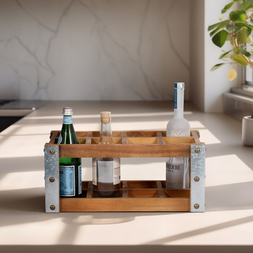 14500#Wooden 8-bottle Wine Rack, Brown