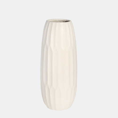 14651-04#Ceramic 14" Vase , White