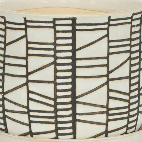 14807-02#S/2 Ceramic 6/8" Planter W/ Saucer, Beige
