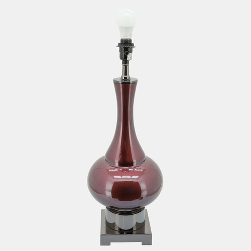 50381#Glass 31" Genie Bottle Table Lamp, Burgundy