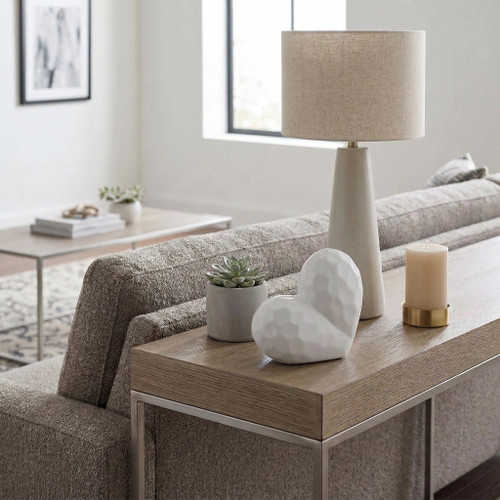 13216-06#White Ceramic Heart, 8"