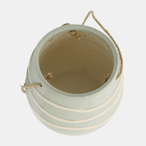 14801-06#Ceramic 6" Hanging Planter, Green