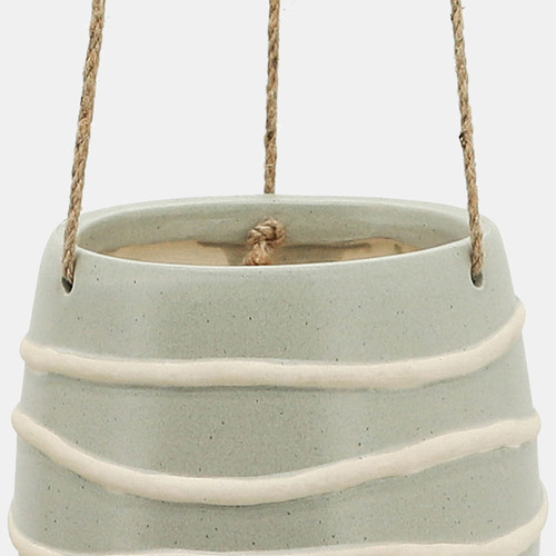 14801-06#Ceramic 6" Hanging Planter, Green