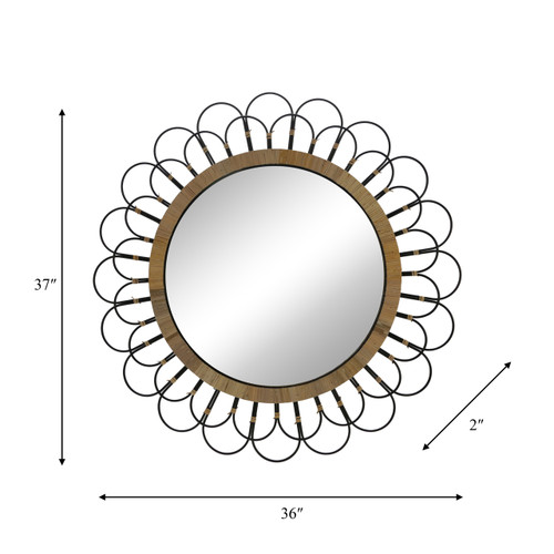 15047#36" Daisy Wall Mirror, Black