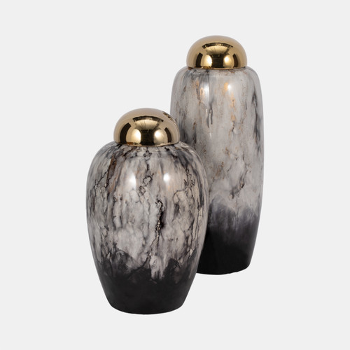 15058-02#17"h Urn W/ Gold Lid, Multi