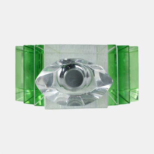 13295-04#Green Crystal Perfume Bottle 4.75"