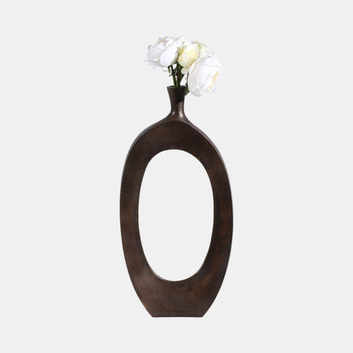 15240-01#Aluminum 25"h Cut-out Vase, Bronze