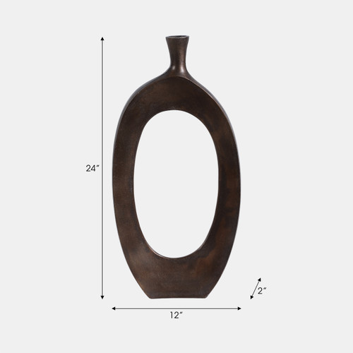 15240-01#Aluminum 25"h Cut-out Vase, Bronze