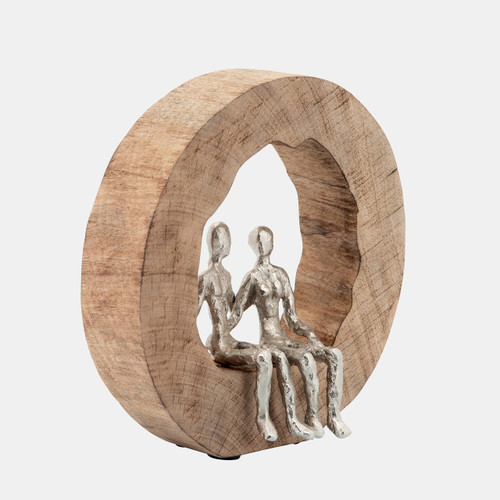 15167#Aluminum Couple In Mango Wood, Silver/brown