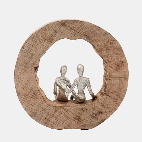 15167#Aluminum Couple In Mango Wood, Silver/brown
