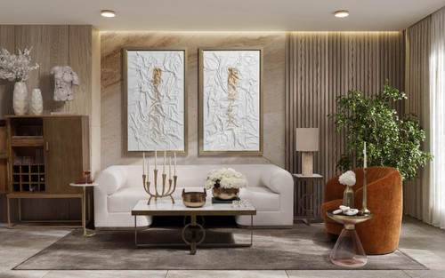 15221-02#Marble 14" Chain Decor, White