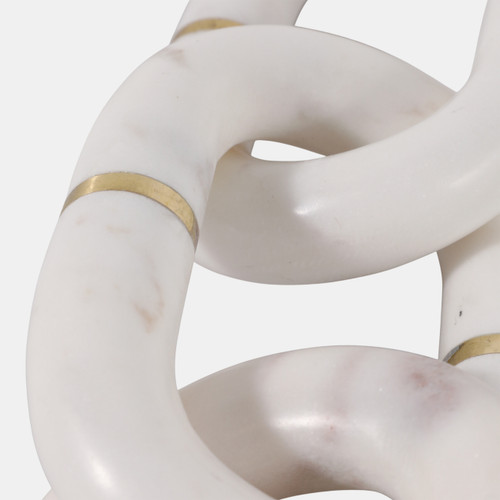15221-02#Marble 14" Chain Decor, White