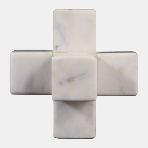 15225-01#Marble 6" Jack Deco, White