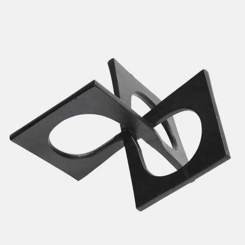 15273-02#Metal 9" Linked Square Decor, Black