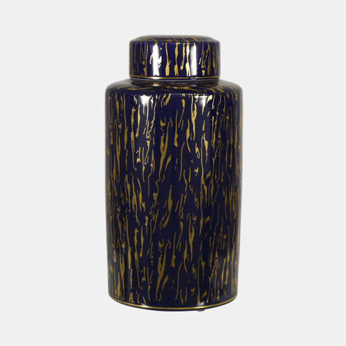 15403-01#Ceramic 16"h Jar, Blue/gold