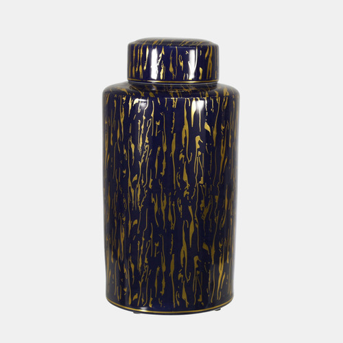 15403-01#Ceramic 16"h Jar, Blue/gold