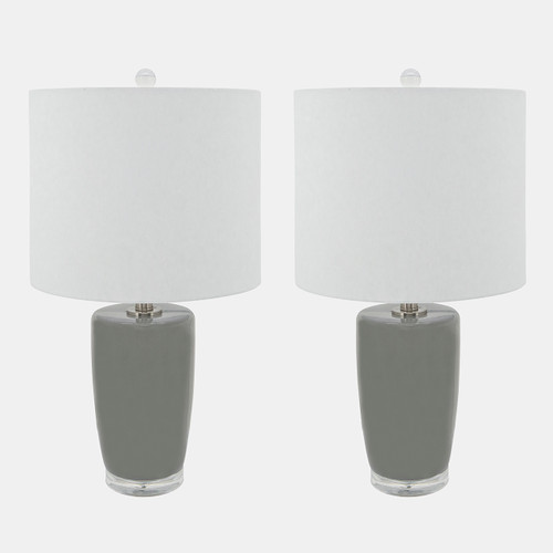 50644-03#S/2 Ceramic 25" Table Lamps, Gray