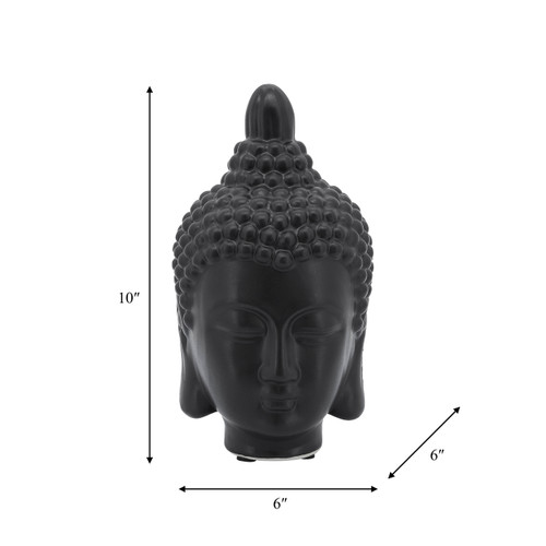 14526-01#Ceramic 10" Buddha Head, Black