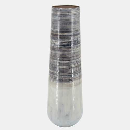 15218-02#Metal 24"h Alabastron Vase, Gray Multi