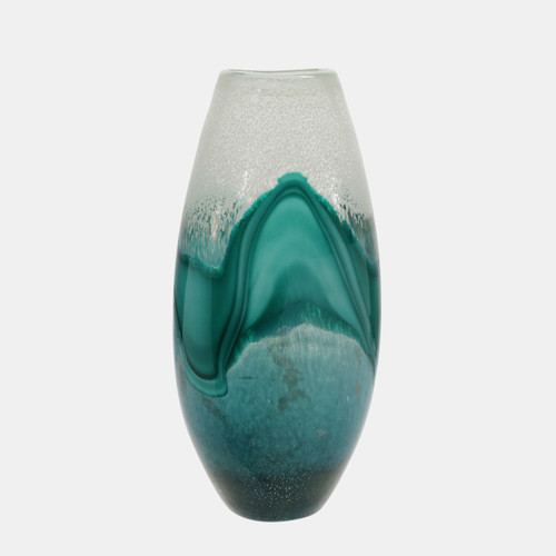 15362-02#Glass 17"h Vase, Green Mix